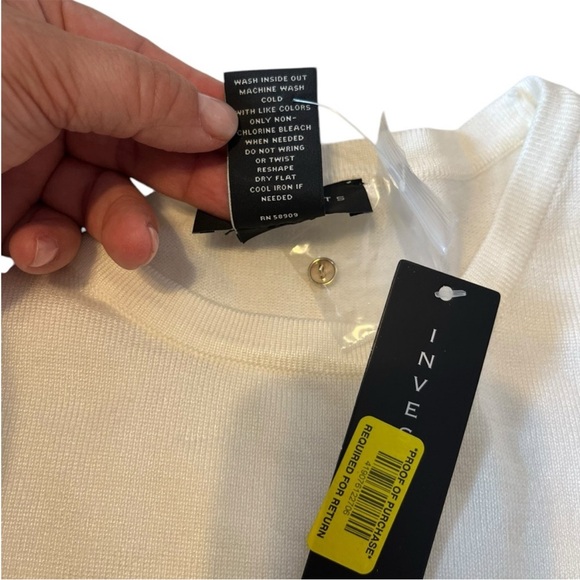 Investments Badic White Sweater Gold Button Cuffs Medium New with Tags - Picture 3 of 7